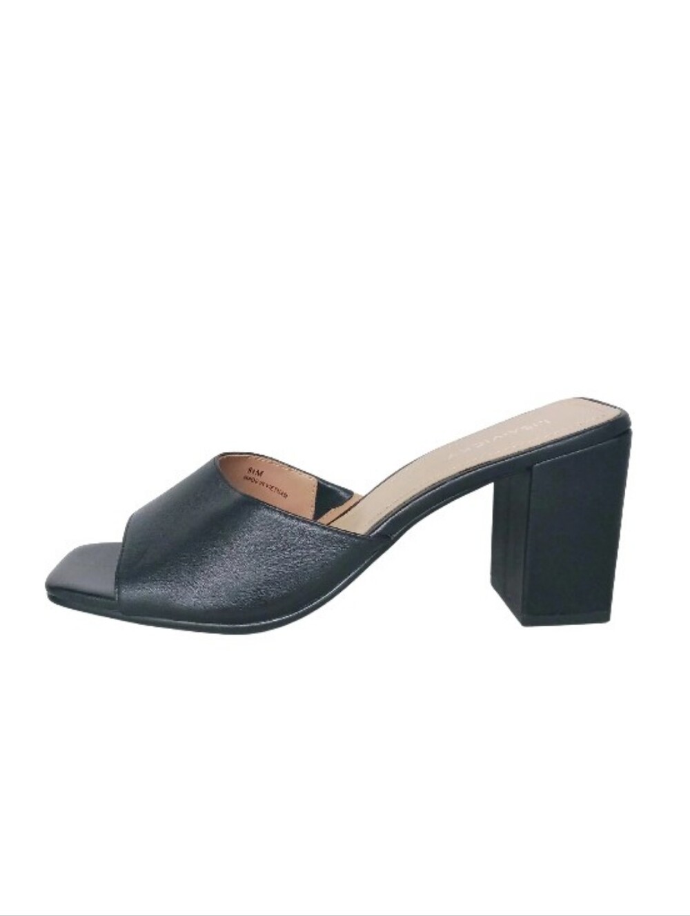 Lisa • Vicky Sandal Women's 8.5 Black Faux Leather Chunky Square Toe Shoes